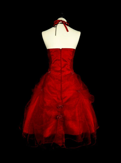 Robe de bal unique licou tulle rouge inspiration mode vintage années 2000 robes Hoco courtes inspiration robes de bal N2019