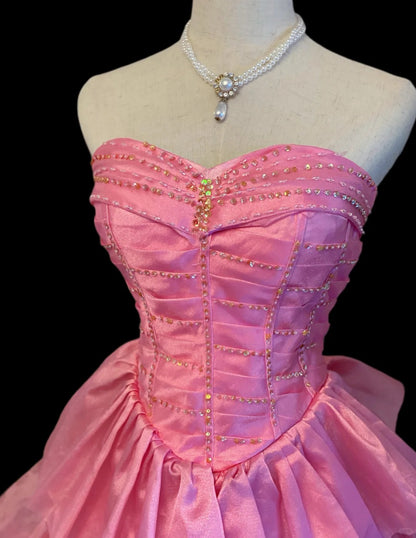 Princess Ball Gown Sweetheart Pink Long Lace Sweet 16 Dresses Seventeen Quince Dress RB4014
