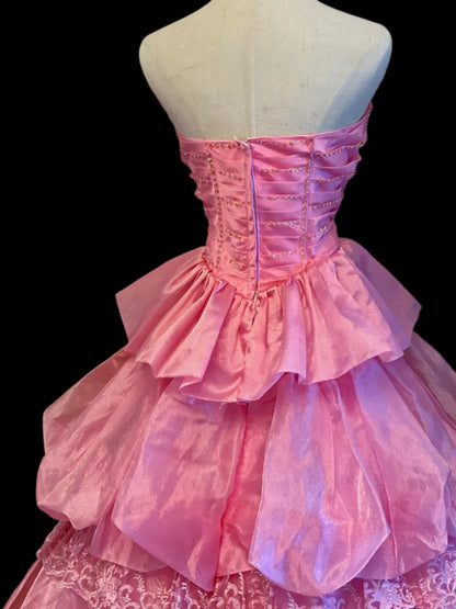 Princess Ball Gown Sweetheart Pink Long Lace Sweet 16 Dresses Seventeen Quince Dress RB4014