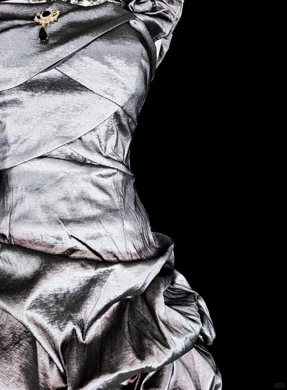 Robes de Bal Uniques Épaule Dénudée Gris Argent Mini Courtes Robes de Soirée de Retour à la Maison Robes de Cocktail Hoco N3071