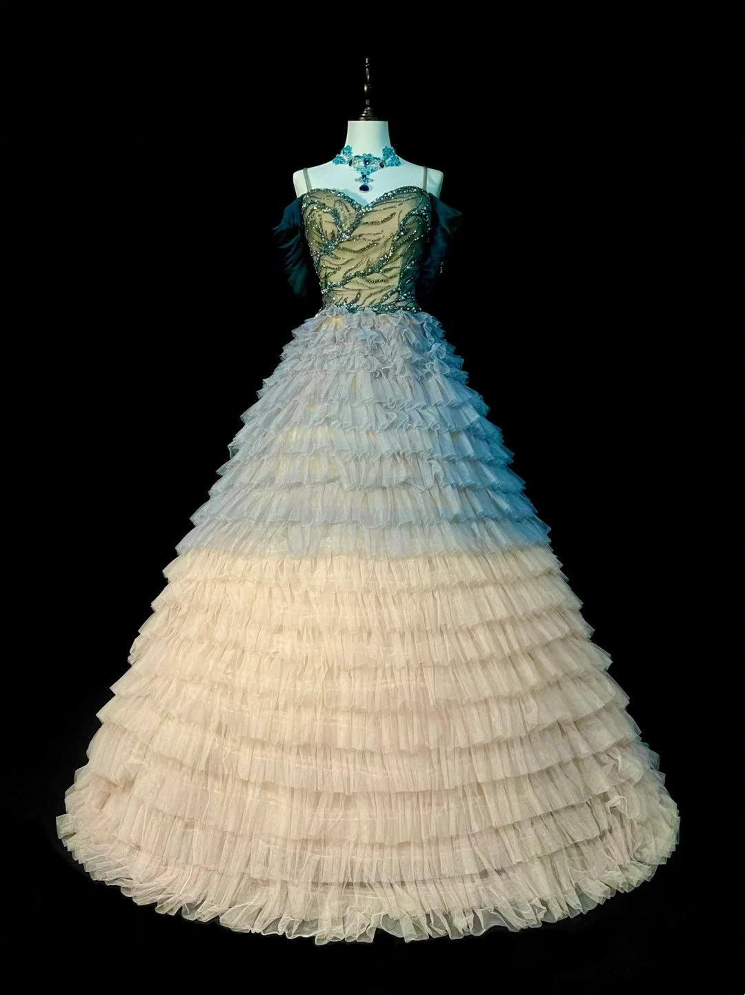 Robe de bal chic à fines bretelles en tulle, longue, tenue de soirée pour adolescentes, robe de fin d'année scolaire N1371