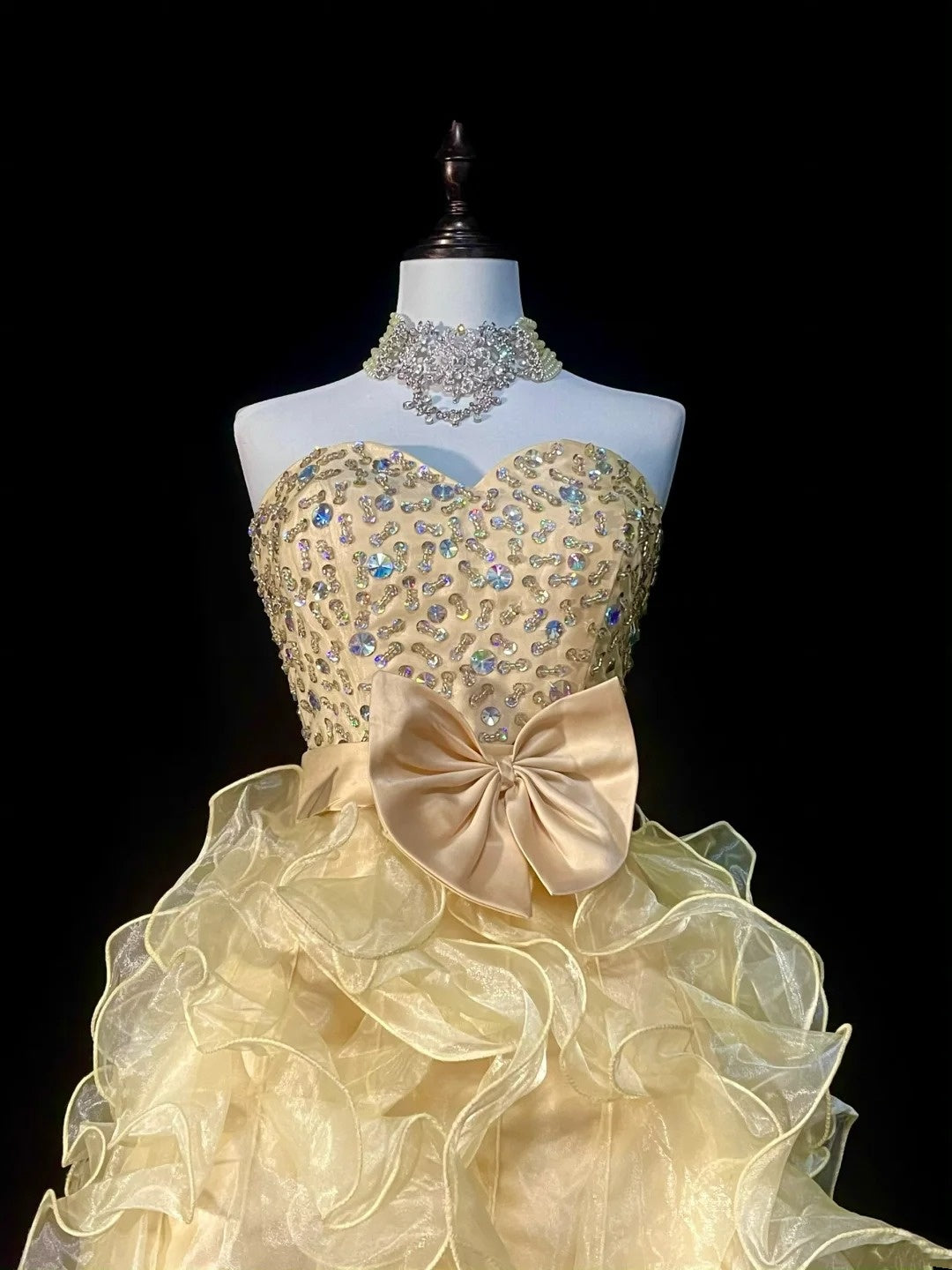 Robe de bal chic en organza jaune à décolleté cœur, tenue de soirée pour le bal de fin d'année scolaire, robe de remise de diplômes pour adolescentes N1370