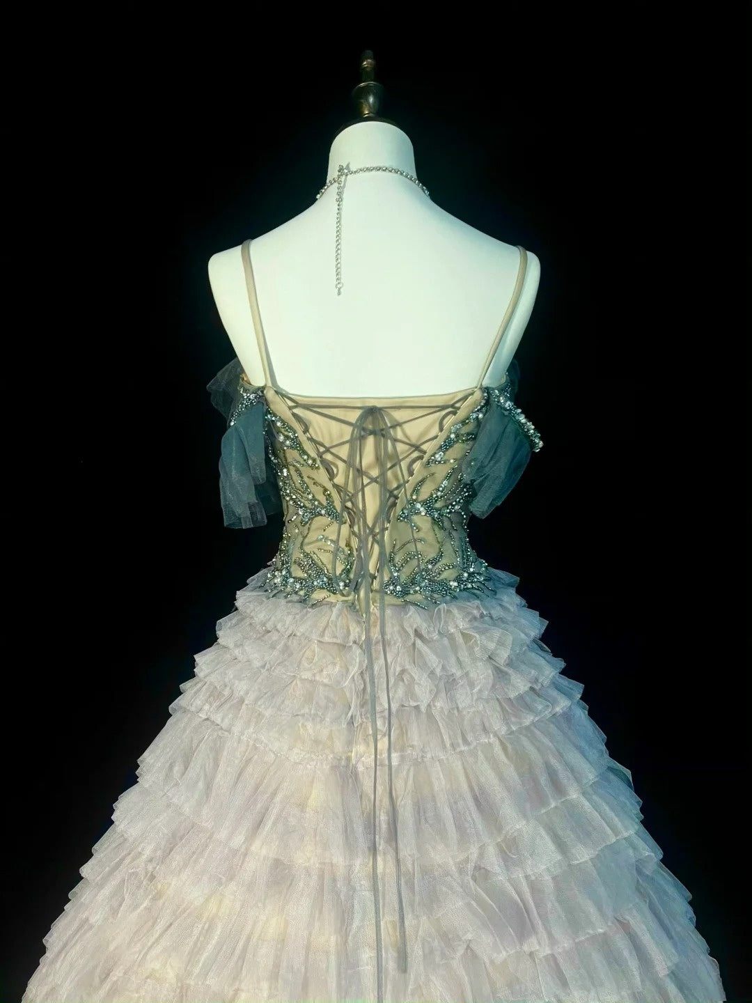 Robe de bal chic à fines bretelles en tulle, longue, tenue de soirée pour adolescentes, robe de fin d'année scolaire N1371