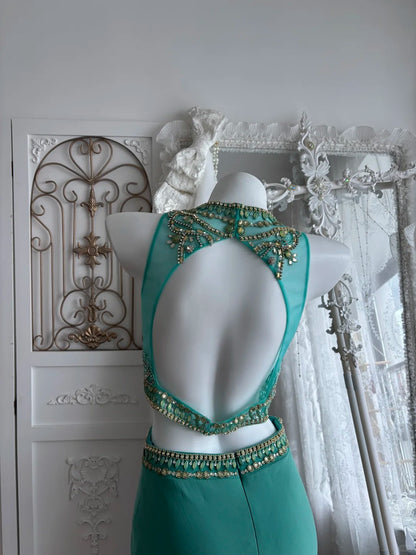 Modest Hoco Dress Homecoming Dresses Sheath Green Backless 16th Birthday Party Outfits RB6385