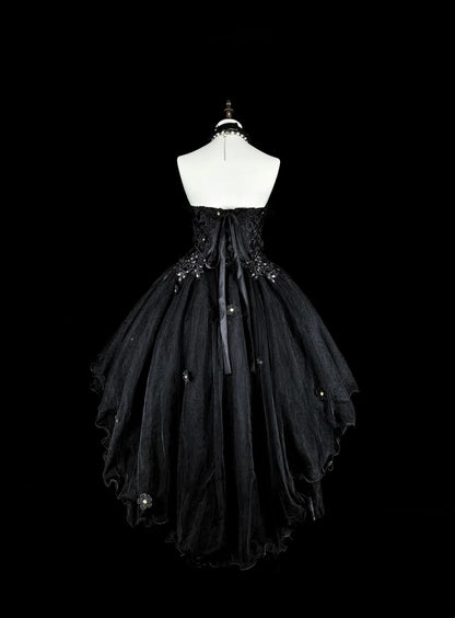 High Low Ball Gown Strapless Black Little Short Mini Party Dress Homecoming Dresses N2156