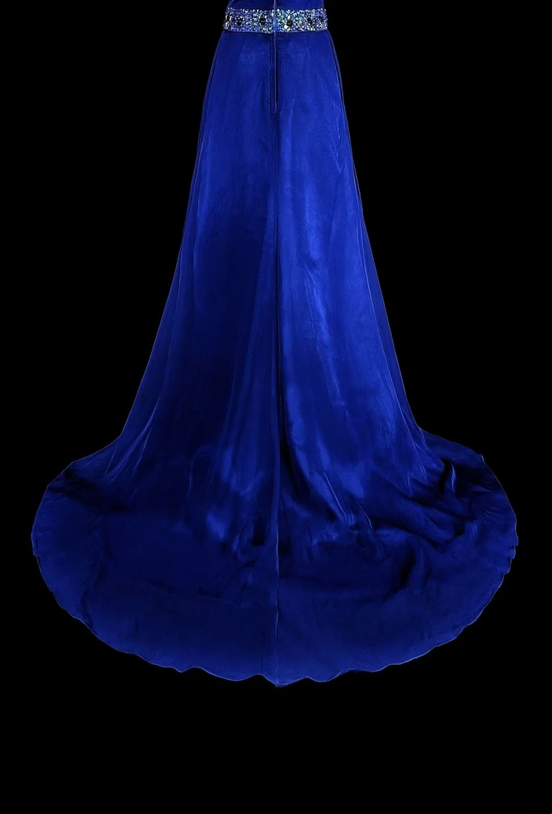 Vintage A-Linien-Abendkleid aus königsblauem Chiffon im Stil der 90er Jahre, formelles Geburtstagskleid, langes Ballkleid N1751