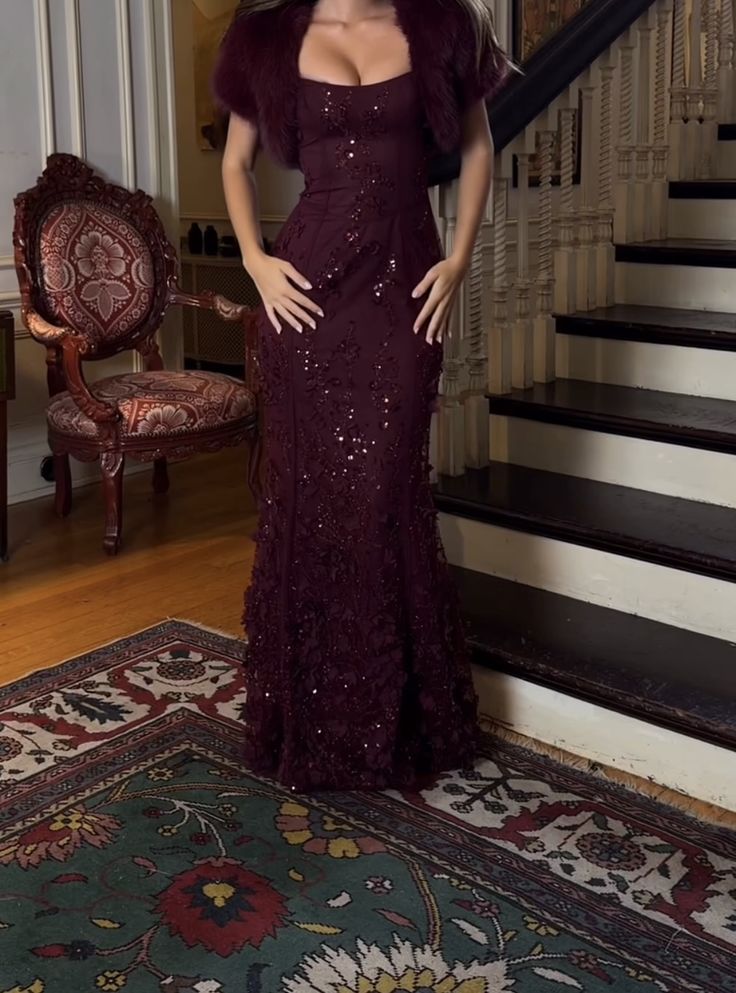 Wunderschönes, trägerloses, burgunderrotes Pailletten-Abendkleid im Meerjungfrauenstil, langes, ärmelloses Abschlusskleid N1638