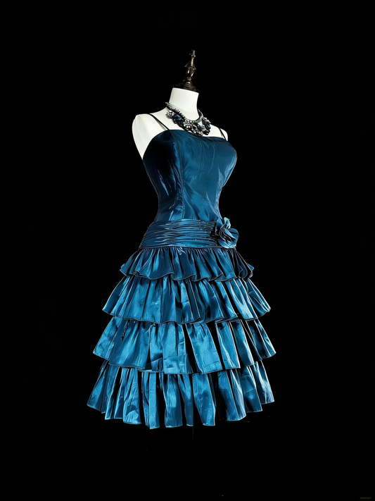 Pretty Ball Gown Spaghetti Strap Navy Blue Short Mini Homecoming Dresses Hoco Gowns N2709