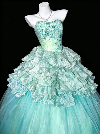 Fairy Quince Dress Ball Gown Sweethart Blue Tiered Sweet 16 Quinceanera Dresses 15 Vestidos De Fiesta N4473