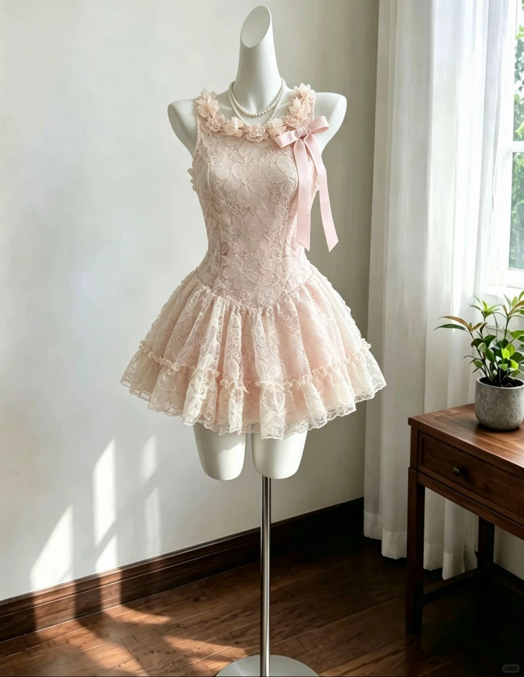 Niedliches Ballkleid, eckige Spitze, rosa mit Schleife, Abschlusskleider, Inspo, Senior Homecoming Outfits RB4715