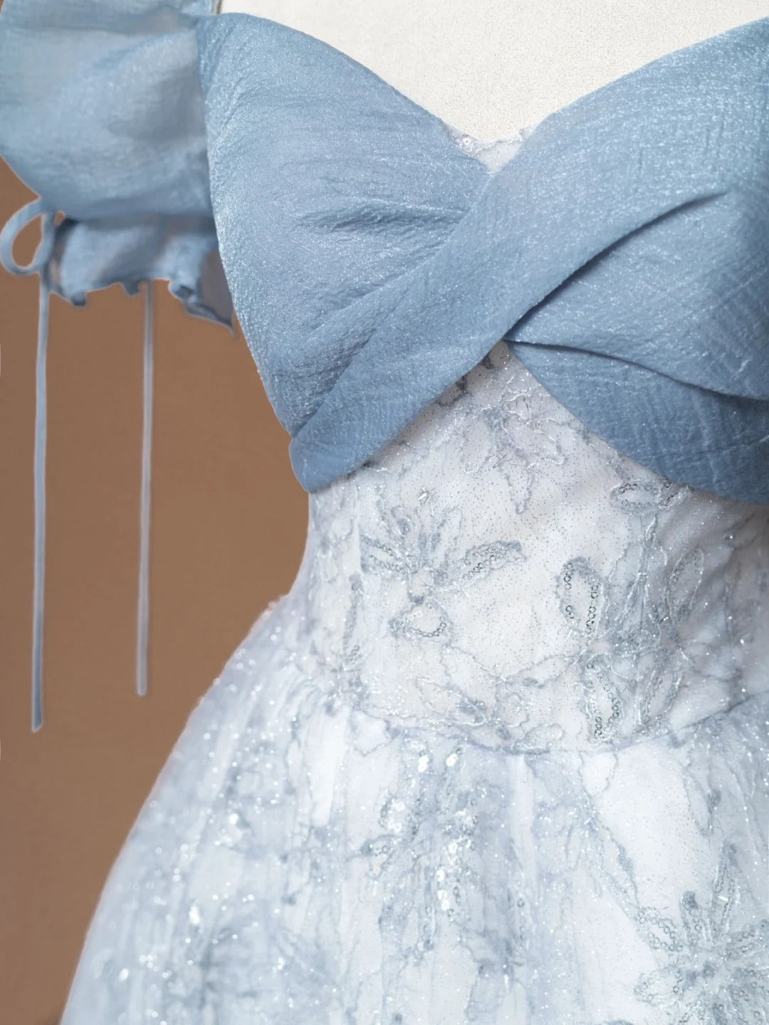 Robe de bal féérique à décolleté cœur et manches bouffantes, en tulle bleu, longue robe de soirée formelle, robe d'anniversaire formelle, robe de bal N730