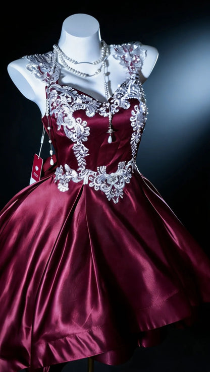 Prinzessin Ballkleid Sweetheart High Low Burgund Kurze Heimkehrkleider Hoco Kleider N3056