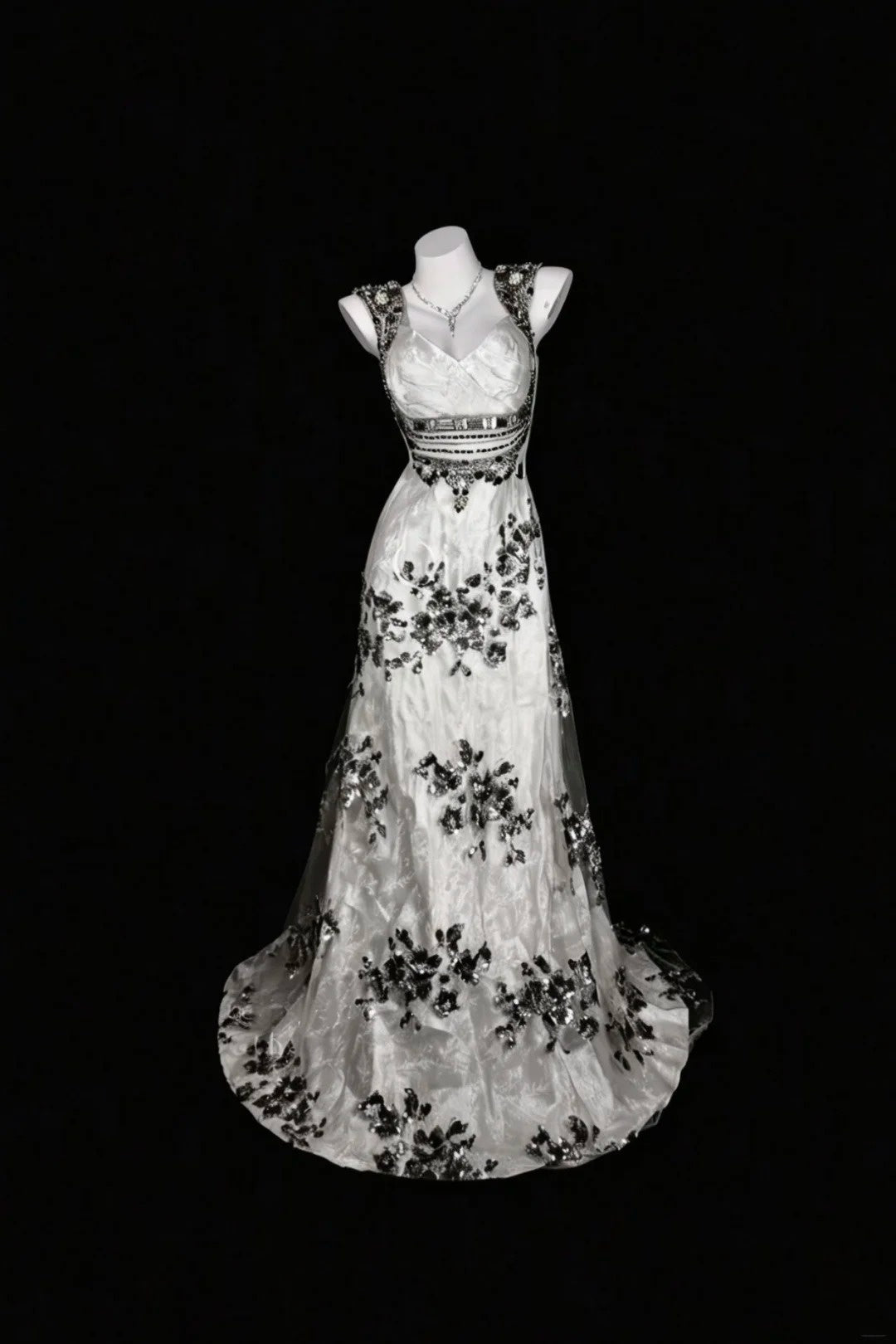 Robes de bal modestes trapèze bustier en dentelle noire avec paillettes robe de soirée formelle perlée RB3299