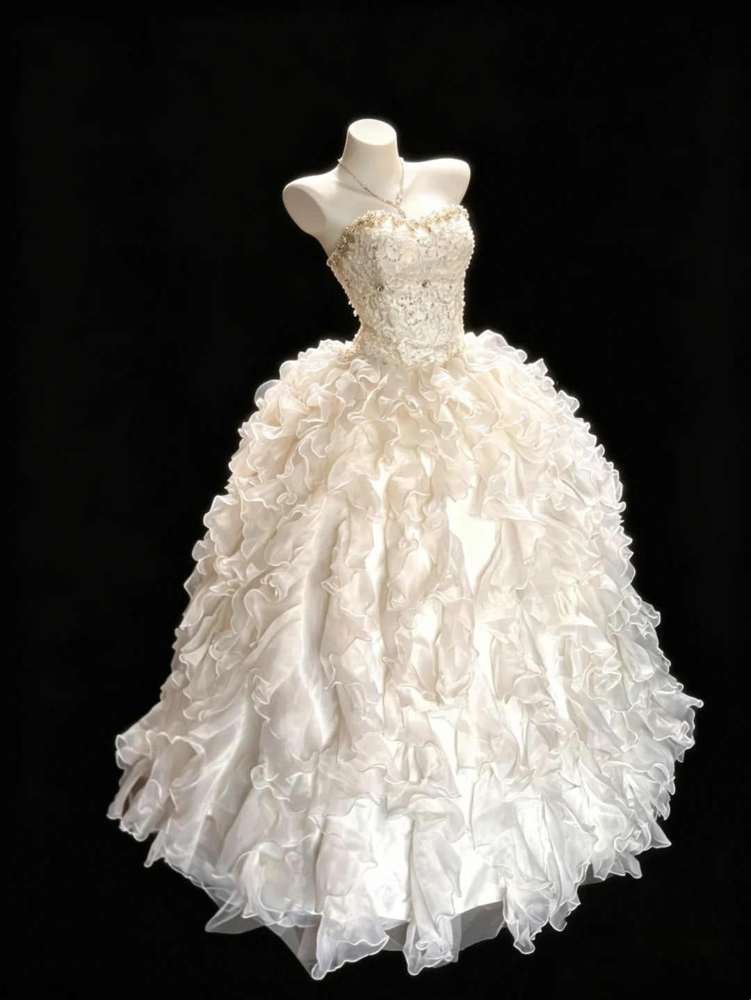 Princess Ball Gown Strapless Ruffled Layers Tiered With Beading Sweet 16 Dresses Quinceanera Dress N4181