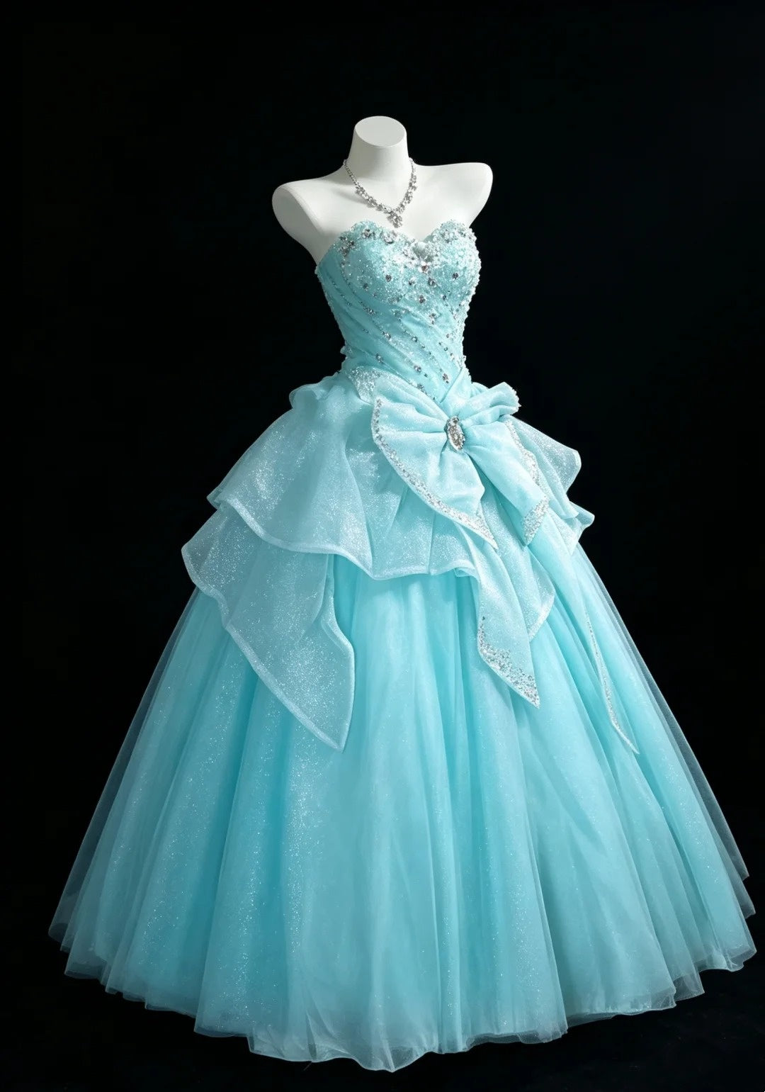 Süßes Ballkleid Sweetheart Blau Tüll mit Perlen Quince Kleid Lang Süße 15 16 Quinceanera Kleider Vestido de princesa RB4473