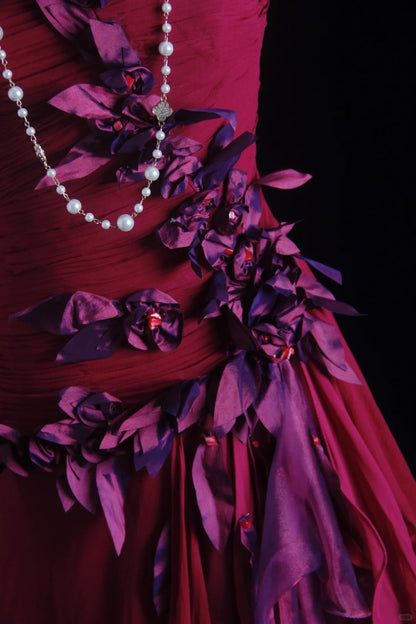 Beautiful Prom Dresses A line Strapless Hot Pink Chiffon Long Evening Outfits N3436