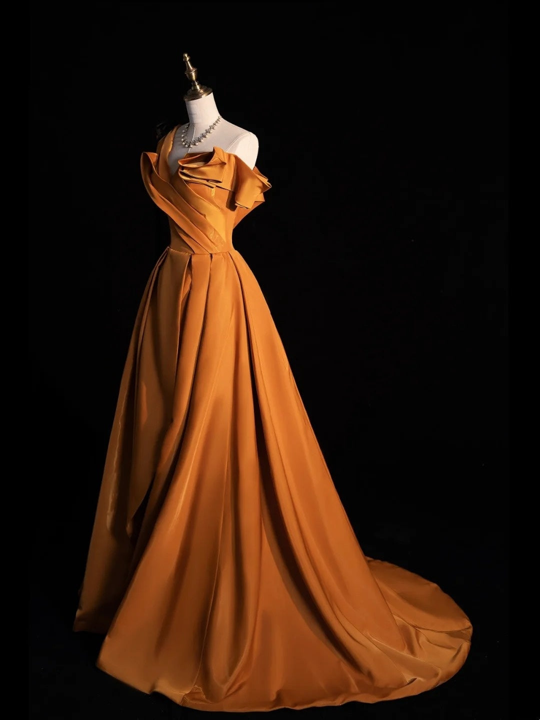 Elegantes Ballkleid, schulterfrei, Satin, ärmellos, für den Abschlussball, langes formelles Kleid für die High School, N1267