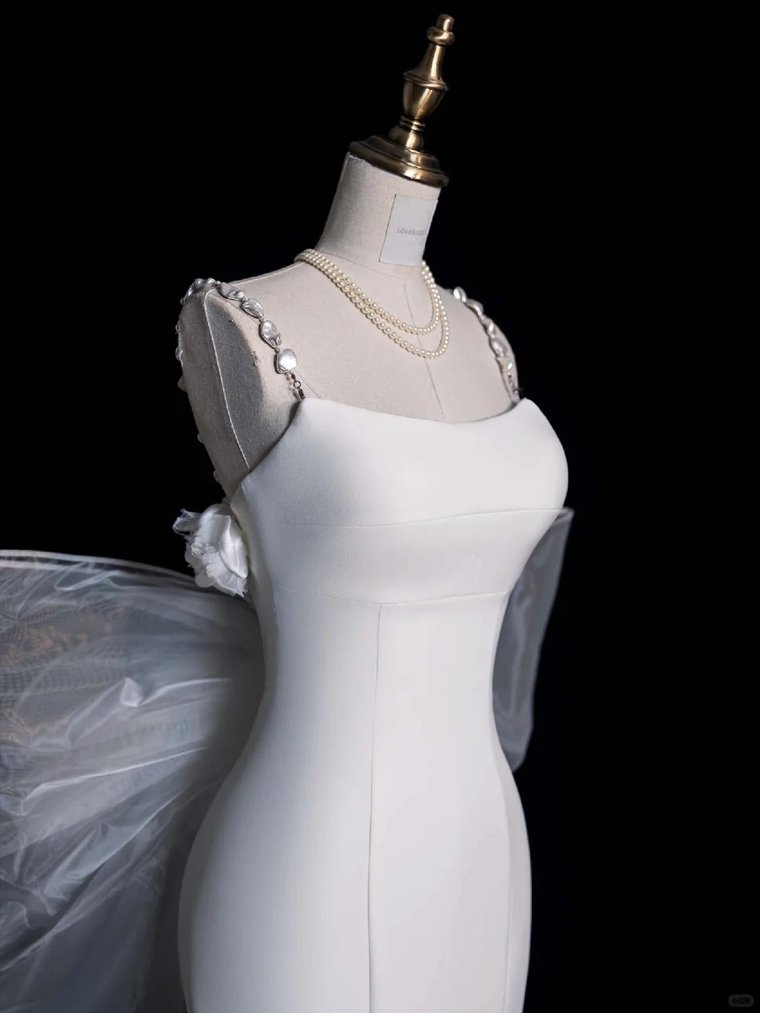 Dreamy Mermaid Straps Satin White With Bow Brides Gown Bridal Dress Style Long Wedding Dresses RB6569