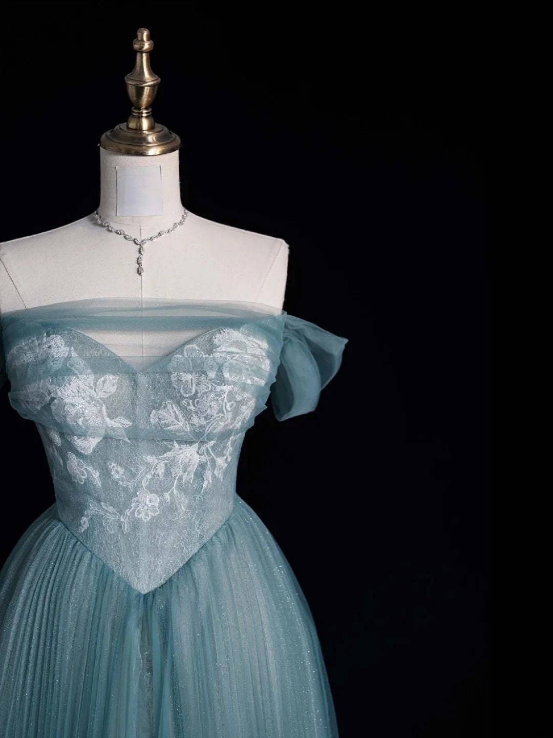 Beautiful Ball Gown Off The Shoulder Blue Tulle Long Prom Dresses Inspiration Evening Gowns Formal Dress N1228