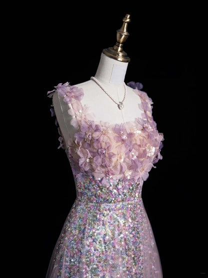 Robe de bal longue élégante à bretelles spaghetti et sequins roses, coupe trapèze, idéale pour les soirées formelles (Vestidos De Dia N766)