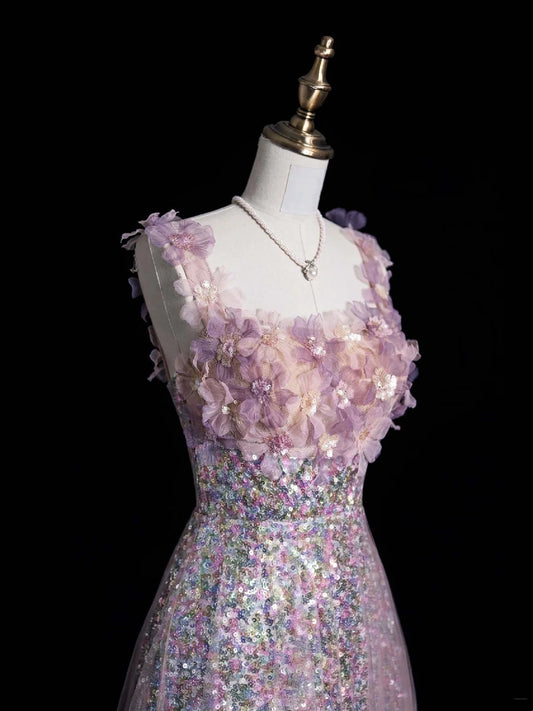 Robe de bal longue élégante à bretelles spaghetti et sequins roses, coupe trapèze, idéale pour les soirées formelles (Vestidos De Dia N766)