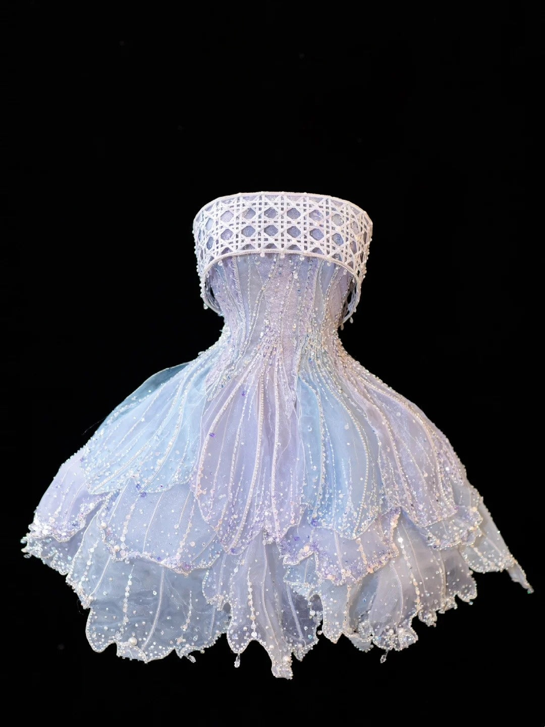 Prinzessinnen Ballkleid Trägerlos Eisblau Pailletten Kurz Mini Homecoming Kleider Hoco Kleider N2841