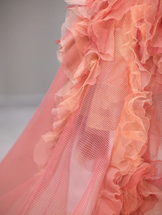 Beautiful Ball Gown Strapless Pink Tulle Sleeveless Long Prom Dresses Inspo Formal Outfits RB3989