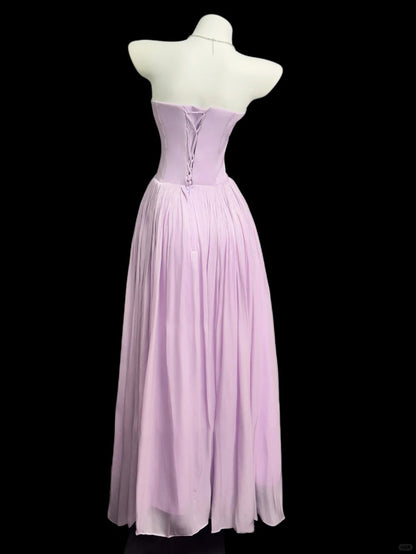 Chic A line Sweetheart Lilac Chiffon Sleeveless Long Prom Dress Formal Dress Party Dresses RB7230