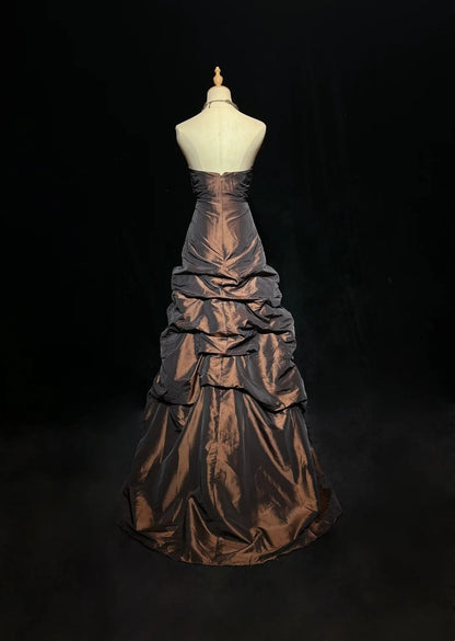Vintage Prom Dresses Ästhetik 1950er Retro Ballkleid Trägerloses Schokoladenfarbenes Langes Abendkleid N2322