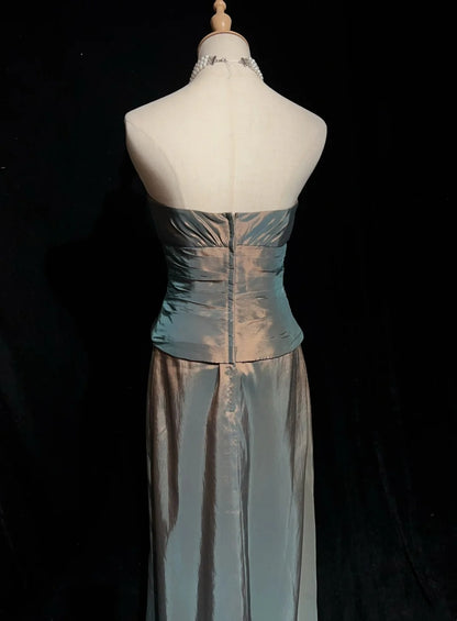 Robes de bal vintage coupe trapèze bustier sans manches années 1990 longue robe de soirée formelle N2633