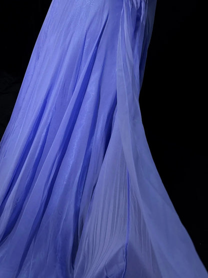 Elegante Ballkleider A-Linie Lavendel Chiffon V-Ausschnitt mit Perlenbesatz Lange formelle Abendgarderobe N3705