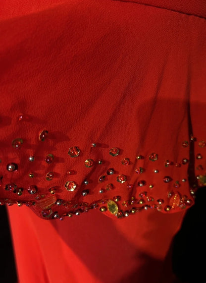 Vintage Prom Dresses Inspo Mermaid Halter Red Chiffon With Beading For Women Formal Dress N3265