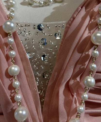 Vintage Meerjungfrau Halter Rosa Mit Falten Ärmelloses Langes Abendkleid Ballkleid Geburtstag Prom Kleider N2447