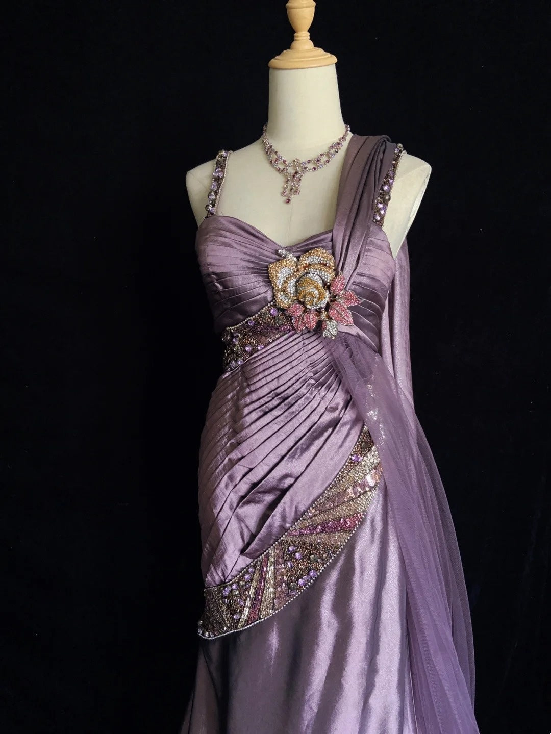 Vintage Ballkleider Inspo Meerjungfrau Spaghettiträger Traube Satin 90er Mit Perlen Abendkleider N3350