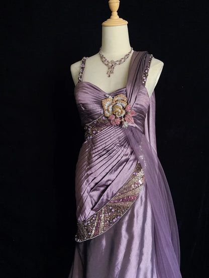 Vintage Ballkleider Inspo Meerjungfrau Spaghettiträger Traube Satin 90er Mit Perlen Abendkleider N3350