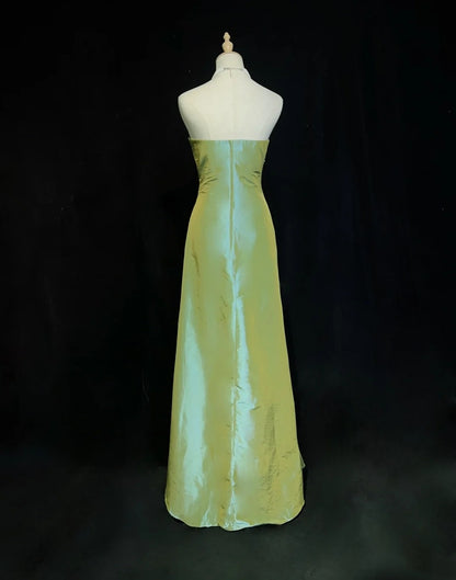 Glamouröse Abschlussballkleider Meerjungfrau Sweetheart Salbeigrüner Satin mit Perlenapplikationen Abendkleid N2877