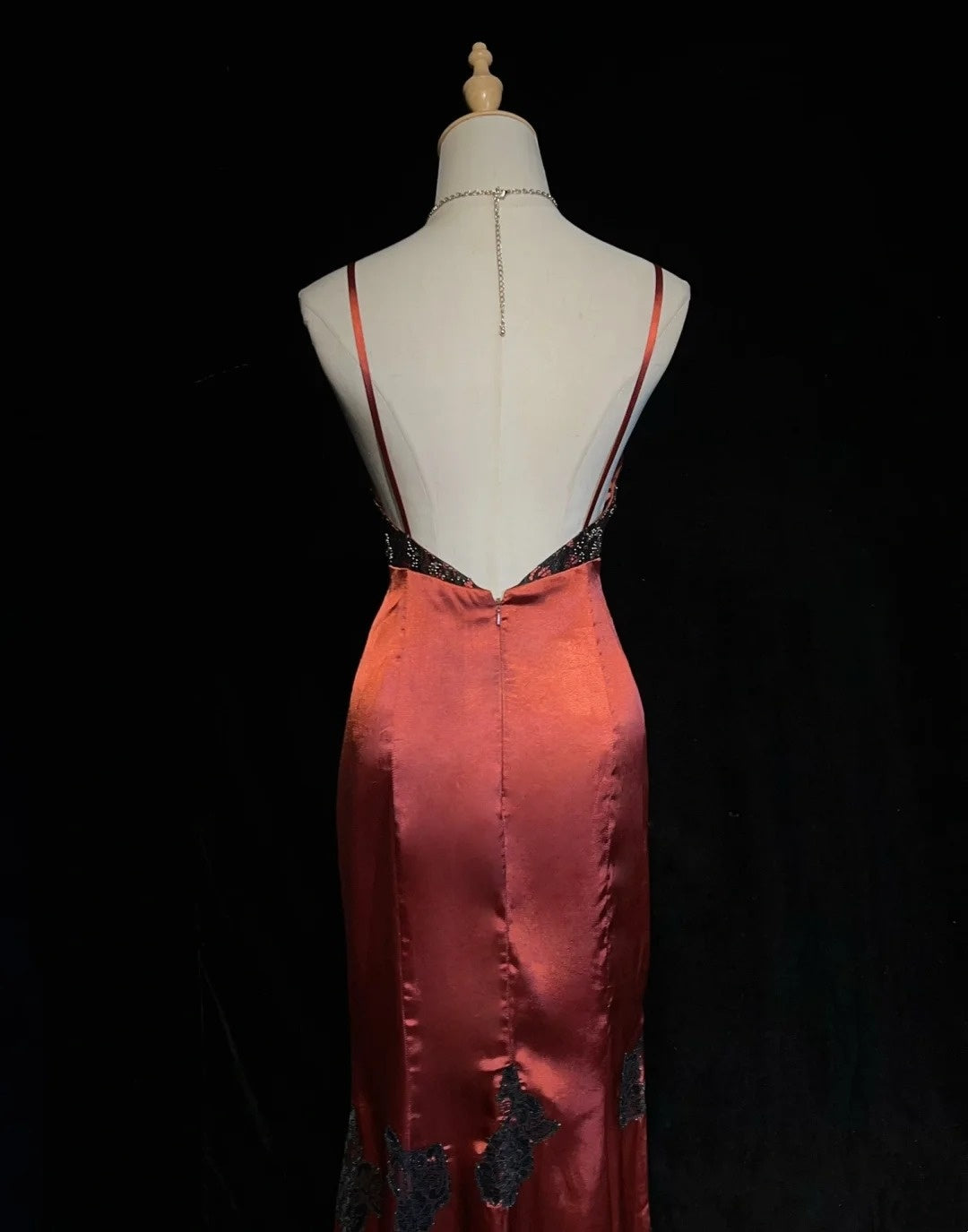 Vintage Prom Dresses Mermaid Spaghetti Strap Dusty Orange Sleeveless 1980s Long Formal Gown N2868