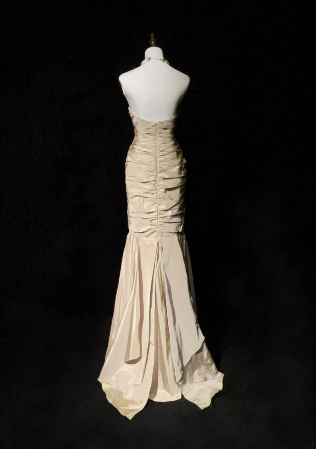 Robes de bal vintage des années 2000, sirène, bustier en cœur, couleur champagne avec perles, longue robe de bal N3023