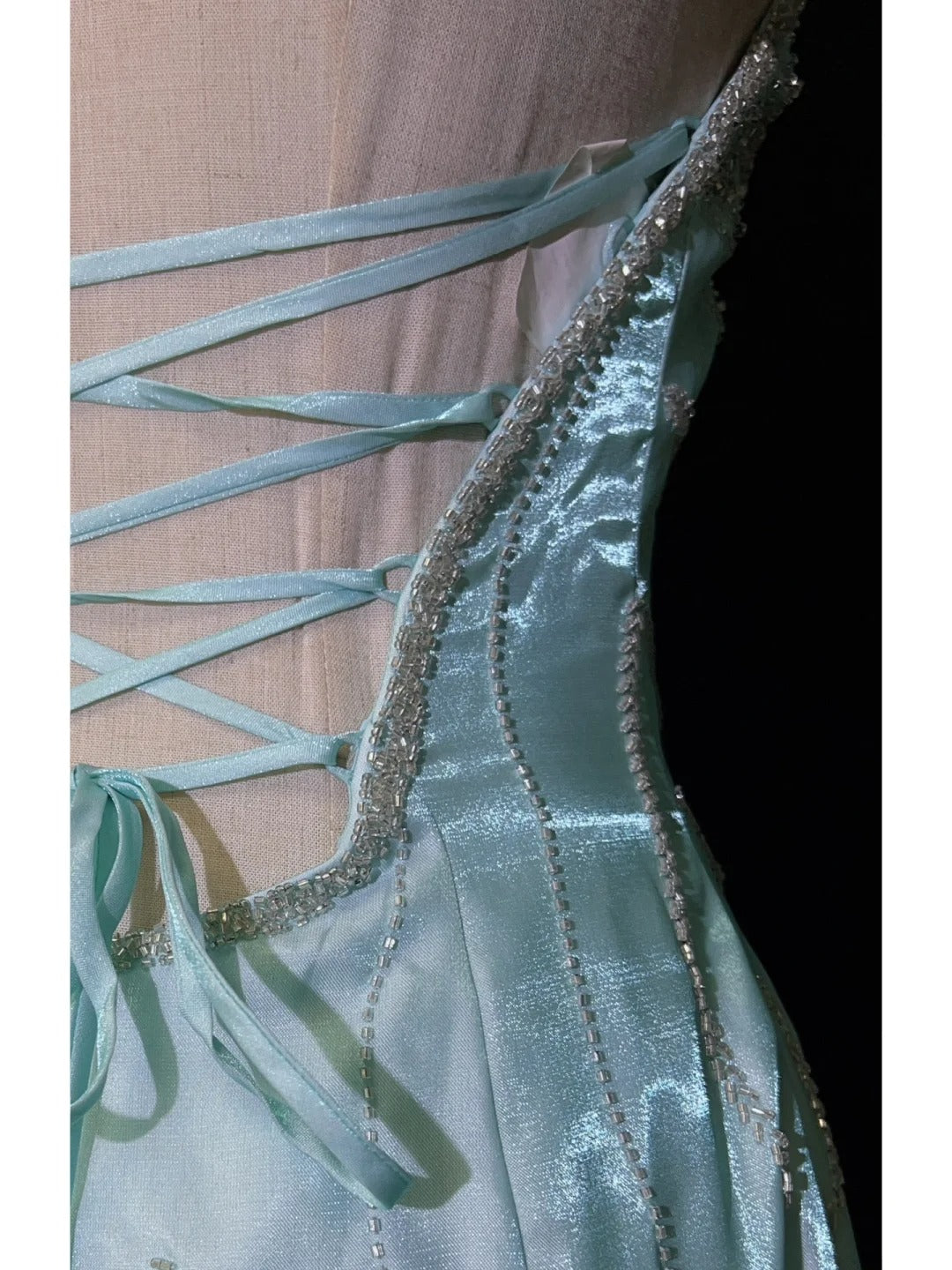 Vintage Abschlussballkleider 80er Meerjungfrau Neckholder Blau Ärmellos mit Umhang Perlen Semi-formelle Abendgarderobe N3616