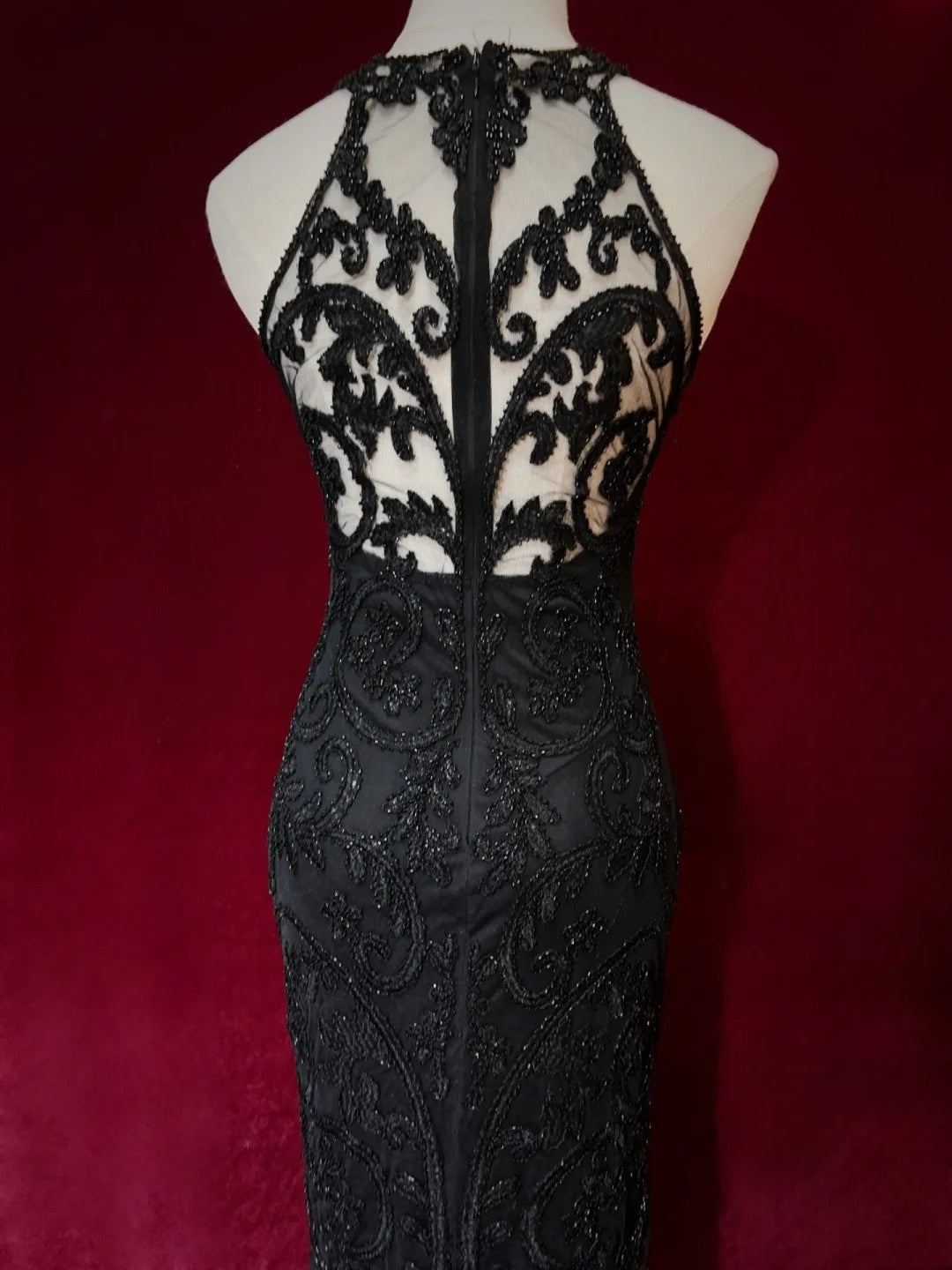 Robes de bal élégantes Inspo Sirène Col Rond Noir Pailleté Avec Perles Pour Femmes Robe de Soirée N3237