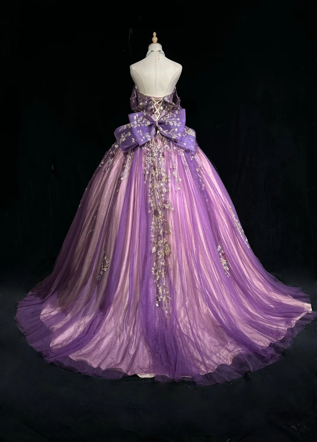 Ball Gown Off The Shoulder Purple Tulle With Appliqued Prom Dresses Sweet 16 Formal Outfits RB3938
