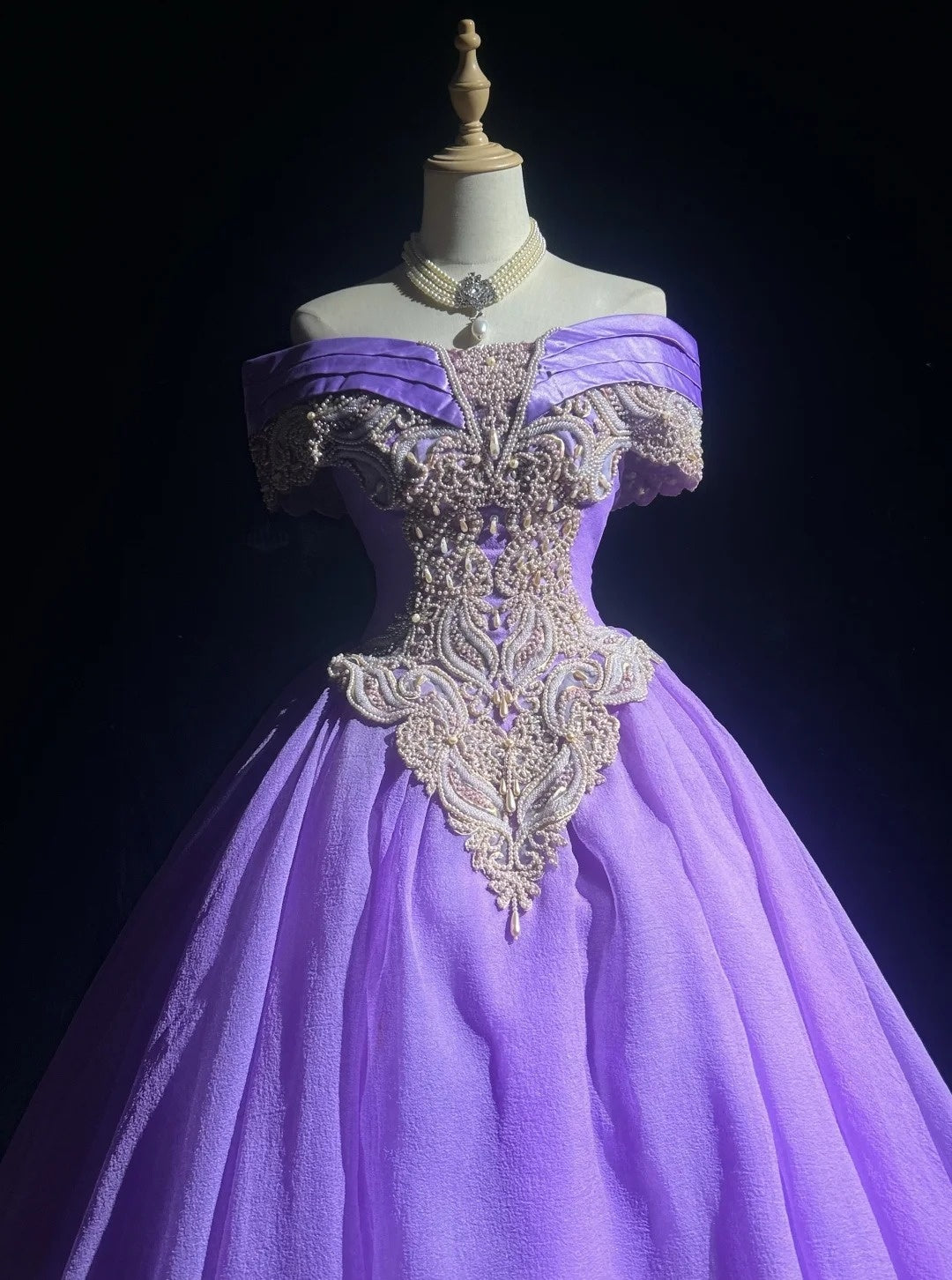 Prinzessin Abschlussballkleider Ballkleid Off-Shoulder Traube mit Perlen Formelle Abendgarderobe N3885