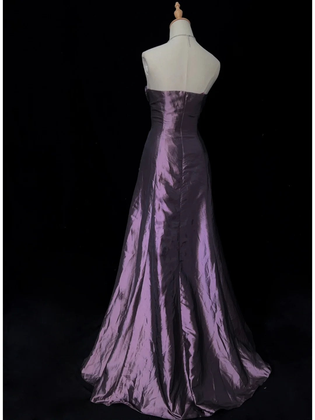 Vintage Ballkleider Abschlussballkleid Herzform Lila Taft 80er mit Spitze Lange Formelle Abendgarderobe N3892