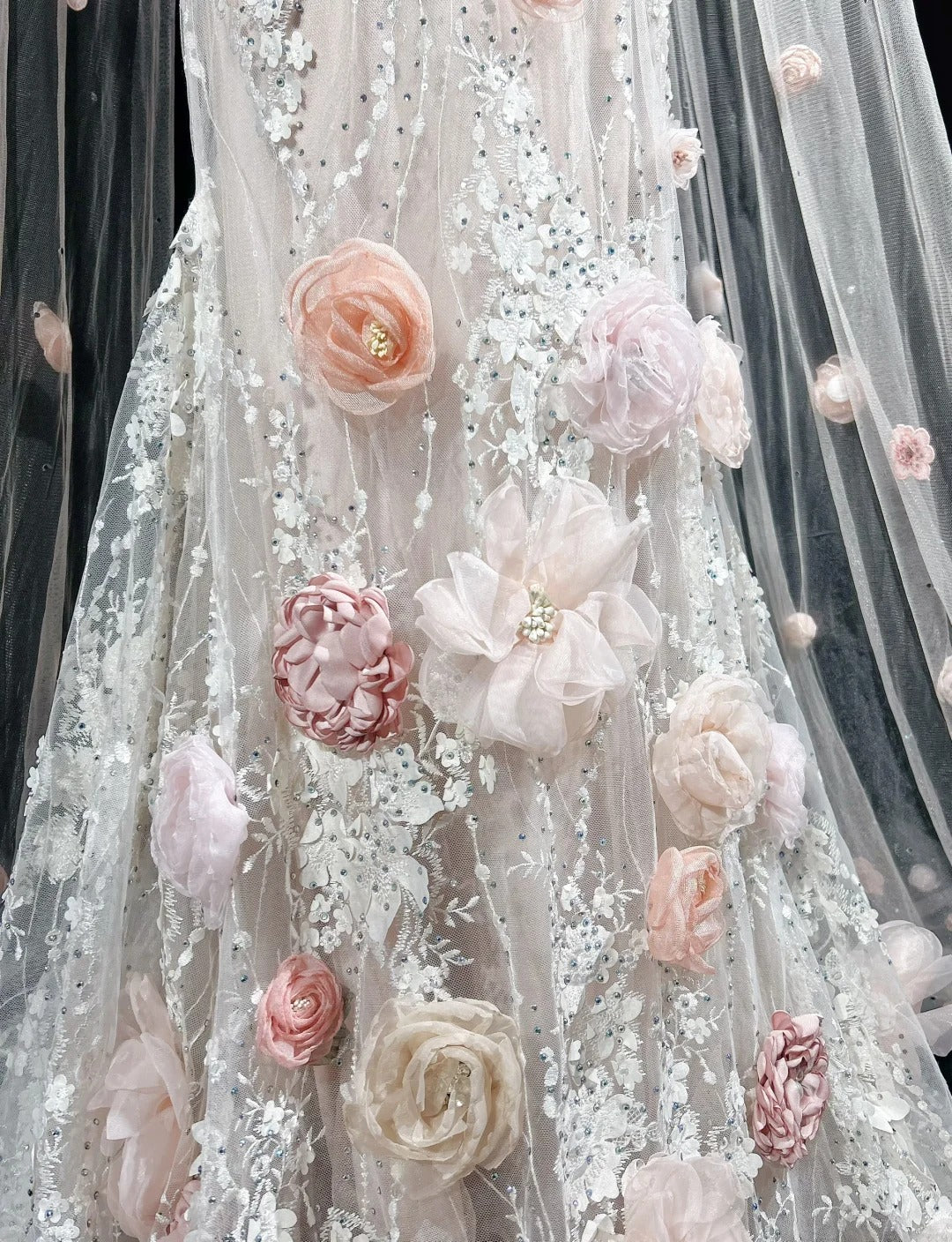 Vintage Abschlussballkleider Inspo Meerjungfrau Rundhals Rosa Spitze 1990er Mit Blumen Cape Abendkleider N3317