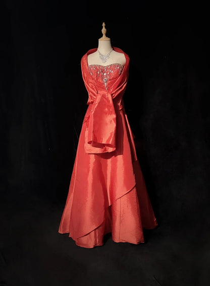 Robes de bal glamour Robe de soirée bustier rouge rouille avec perles Tenues de soirée formelles N3818