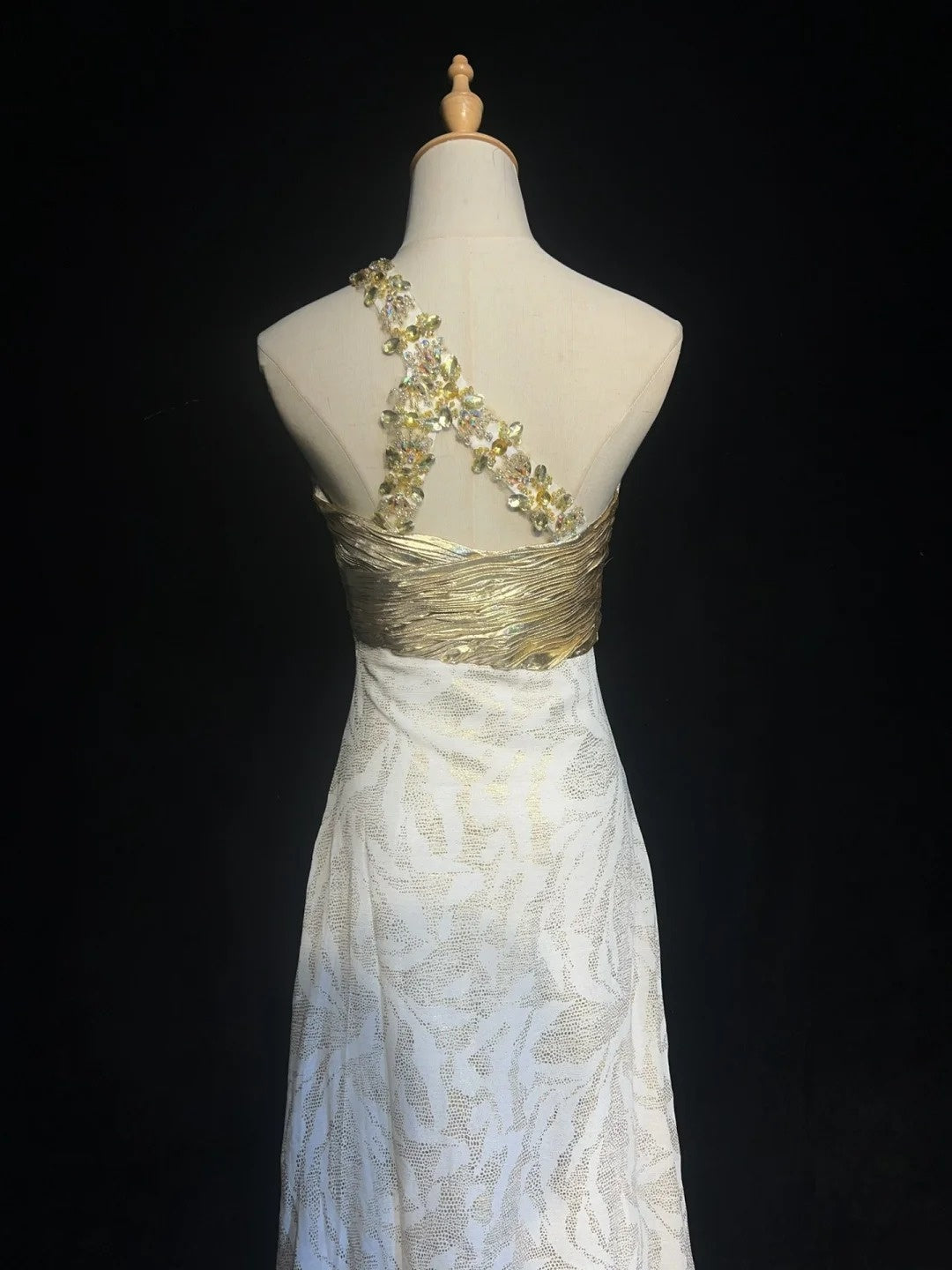 Classy Prom Dresses A Line One Shoulder Gold Top Satin With Ruffle Long Formal Gown N2913