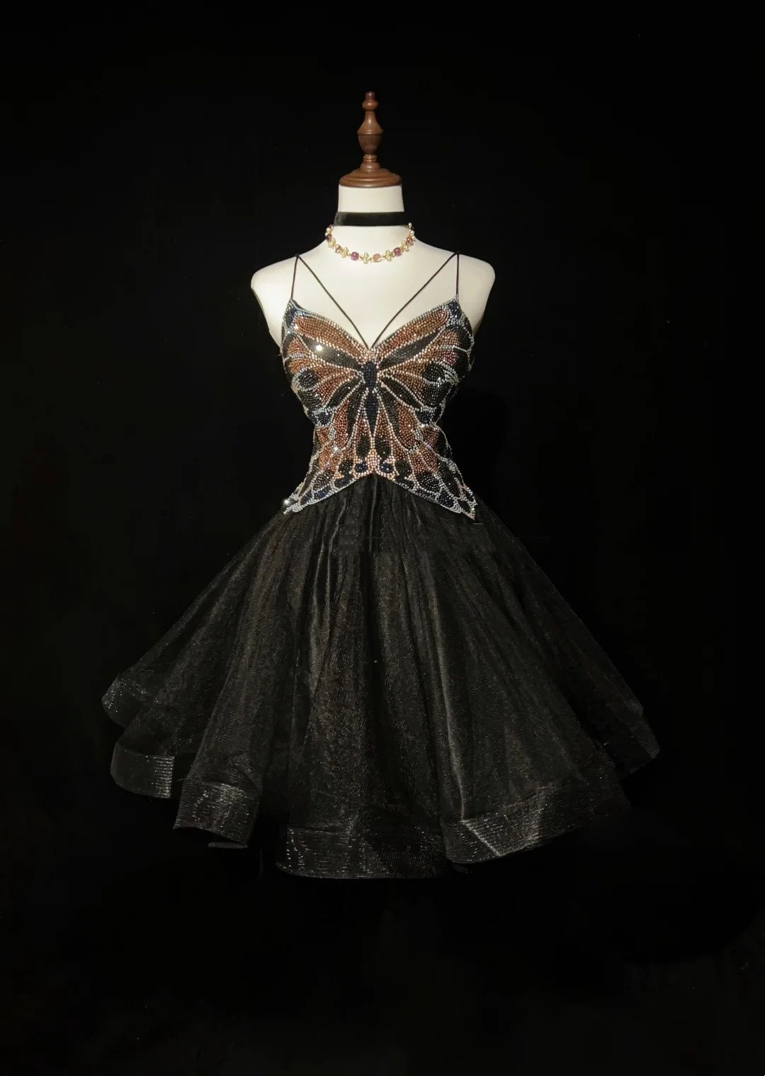 Jolie Robe de Bal Courte en Tulle Noir avec Bretelles Fines, Robes de Soirée de Retour à la Maison N2628