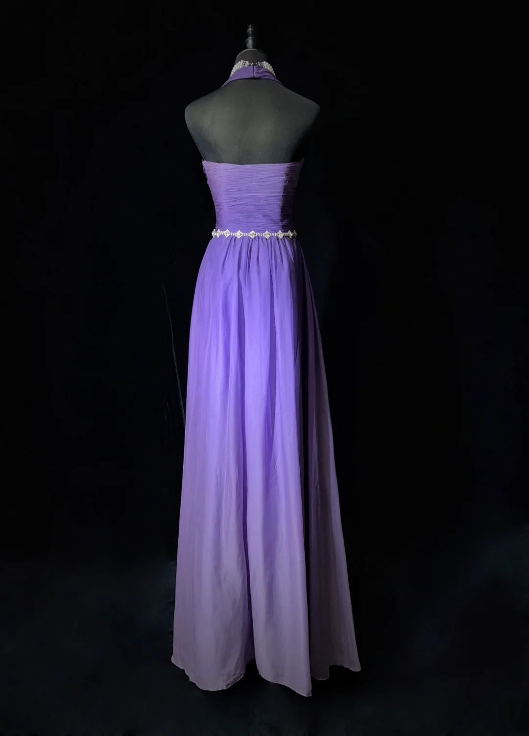 Inspiration robes de bal vintage trapèze licou dégradé raisin en mousseline longues années 90 avec perles robes de soirée N3338