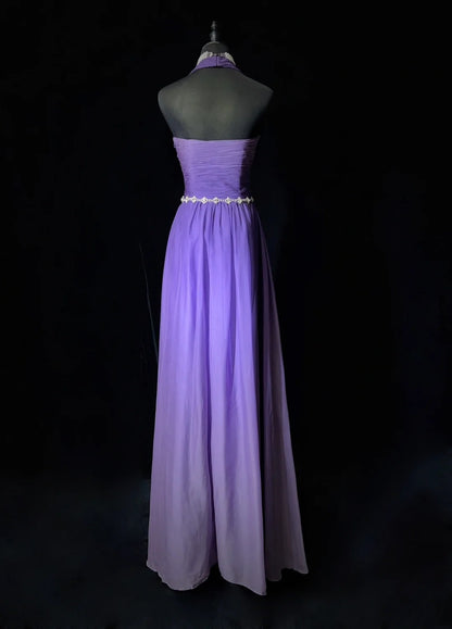 Inspiration robes de bal vintage trapèze licou dégradé raisin en mousseline longues années 90 avec perles robes de soirée N3338