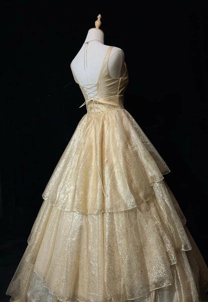 Vintage Abschlussballkleider Ästhetik 80er Jahre Retro Ballkleid Champagner Pailletten Bodenlang Abendgarderobe N2326